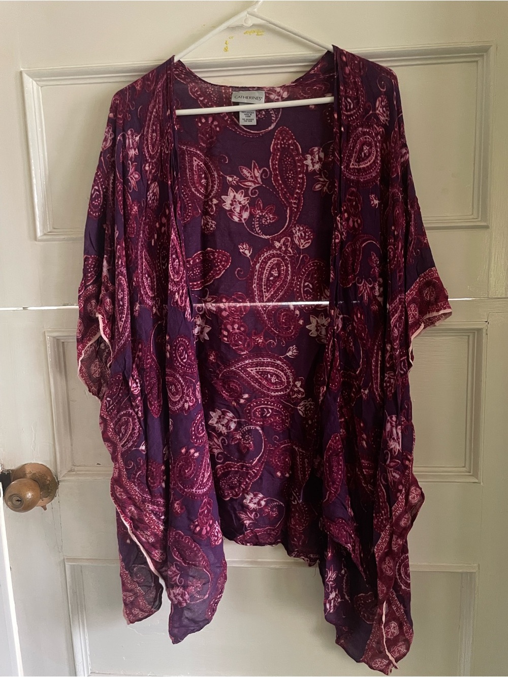 Catherines Plum and Magenta Paisley Open Cardigan